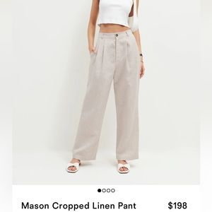 Reformation cropped linen pant in color oatmeal
